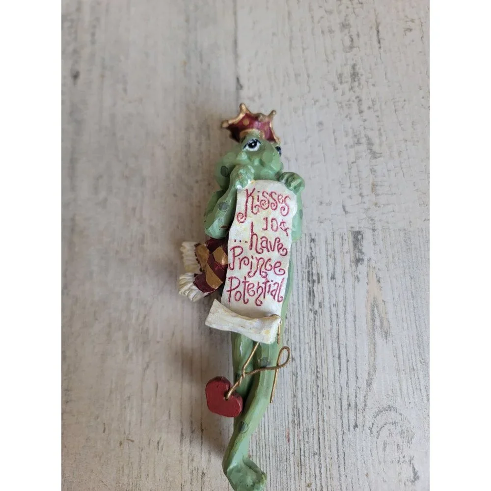Frog prince kiss me‎ 10 cents folkart ornament Xmas